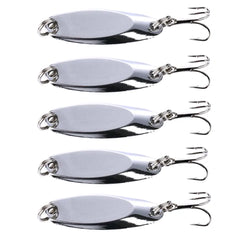 5Pack Fishing Spoons Lures Fishing Spoons Hard Metal Spoon Lures with Treble Hooks for Saltwater Freshwater Fishing 14g/0.49oz (Sliver)