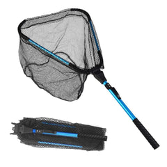 LBW Folding Rubber Fishing Net Kayak Fishing Net for Saltwater or Freshwater Collapsible Fishing Landing Net Catfish Bass Trout Net Compact Fishing Net with Handle