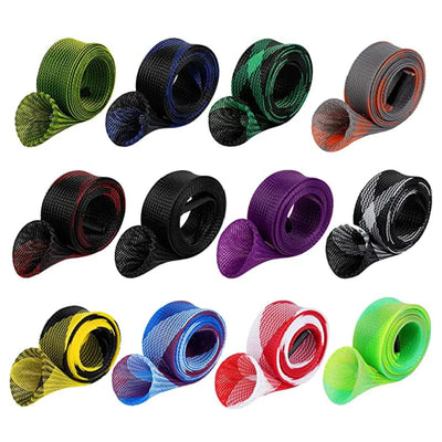 Yontree 12 Pack Fishing Rod Sleeve Fishing Rod Cover Braided Mesh Rod Sleeves Socks Fishing Pole Sleeve for Spinning/Casting/Sea/Fly Fishing Rod