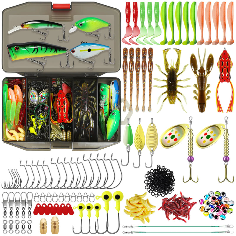 TRUSCEND Widely Used Fishing Lures Kit Fishing Sinkers Weights Worth Every Penny Selected Fishing Lure & Tackle Kit for Freshwater Fishing Premium Starter Fishing Gear Set Perfect Fishing Gifts
