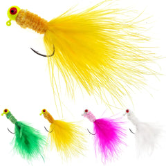 Ghanneey 20pcs Crappie jig Head Fishing Jigs Kit Marabou Feather Fishing Lure Hook for Saltwater Freshwater Bass Sunfish Fishing