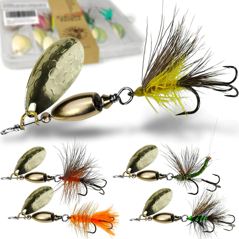 VMSIXVM Trout Lures Rooster Bait Tail Fishing Lures Brass Fishing Spinner baits for Bass Trout Pike Trout Spinnerbaits Trout Fishing Gear for Freshwater Saltwater Fishing Gifts for Men